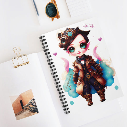 Steampunk Girl Arabella Spiral Notebook - Ruled Line - Perfect Gift For Her
