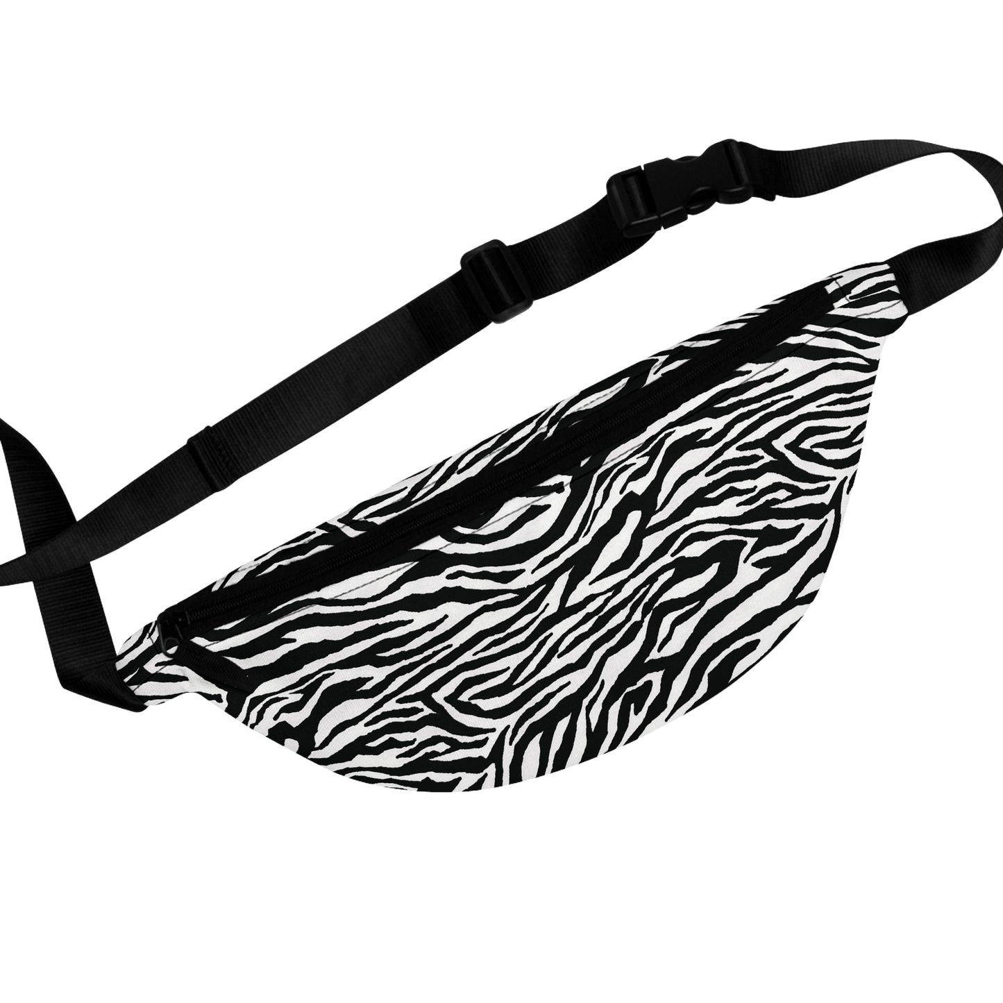 Our zebra animal print anti theft fanny pack bag is perfect for traveling as well as errands - inside a net divides a generous compartment with a zippered pocket and 3 cc slots - outside is another smaller zippered pocket for quick access - a large sturdy black zipper is along the top of the bag - a black back - easy to clean material and bright high quality print. 