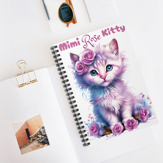 Mimi Rose Kitty Spiral Notebook - Ruled Line - Perfect Gift - Kitty Lovers - Pink Girl Mimi Rose