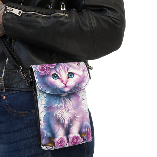 Mimi Rose Kitty Small Cell Phone Wallet - Perfect Gift For Kitty & Rose Lovers