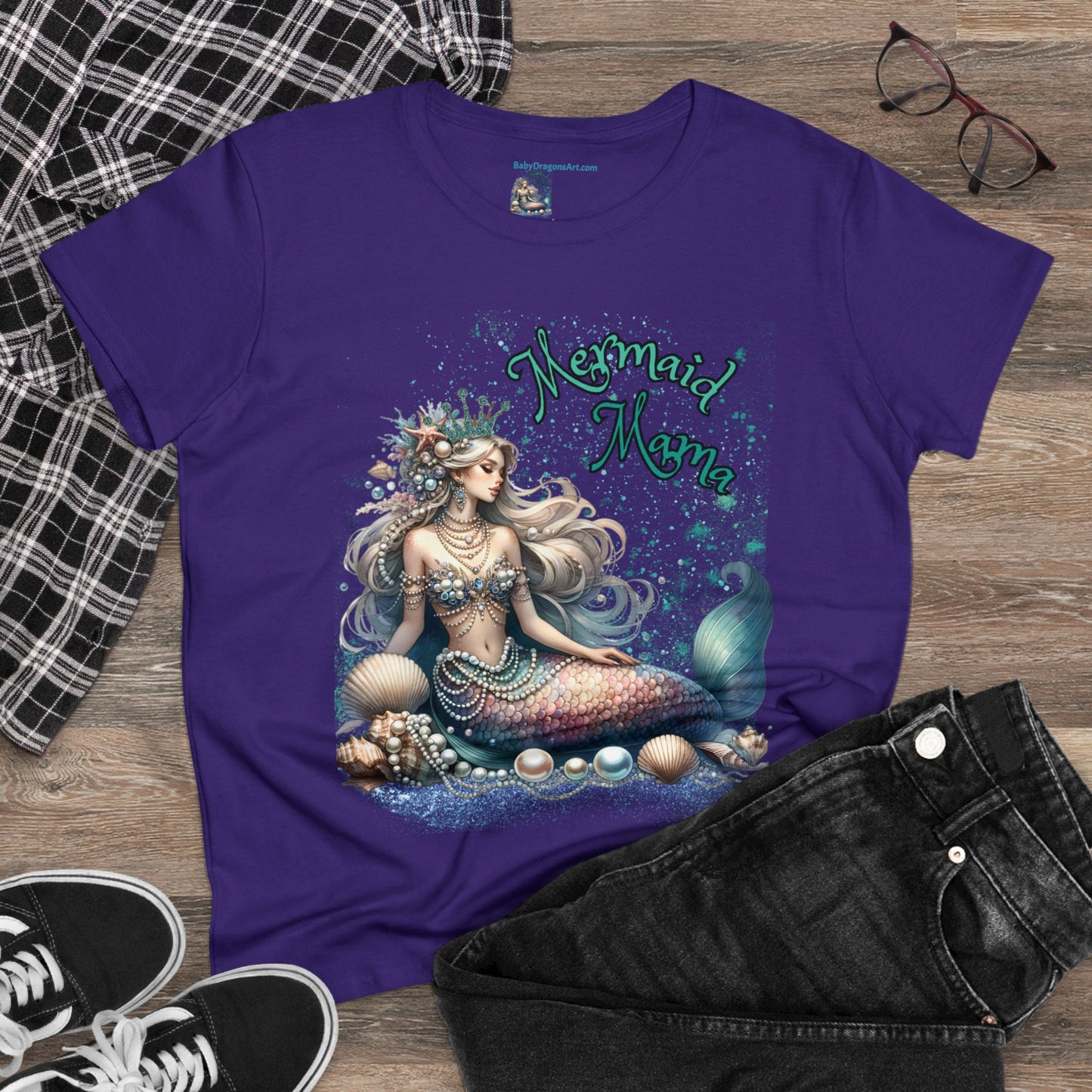 Lux Mermaid Mom Women's Midweight Cotton Tee - Best Mom Gift