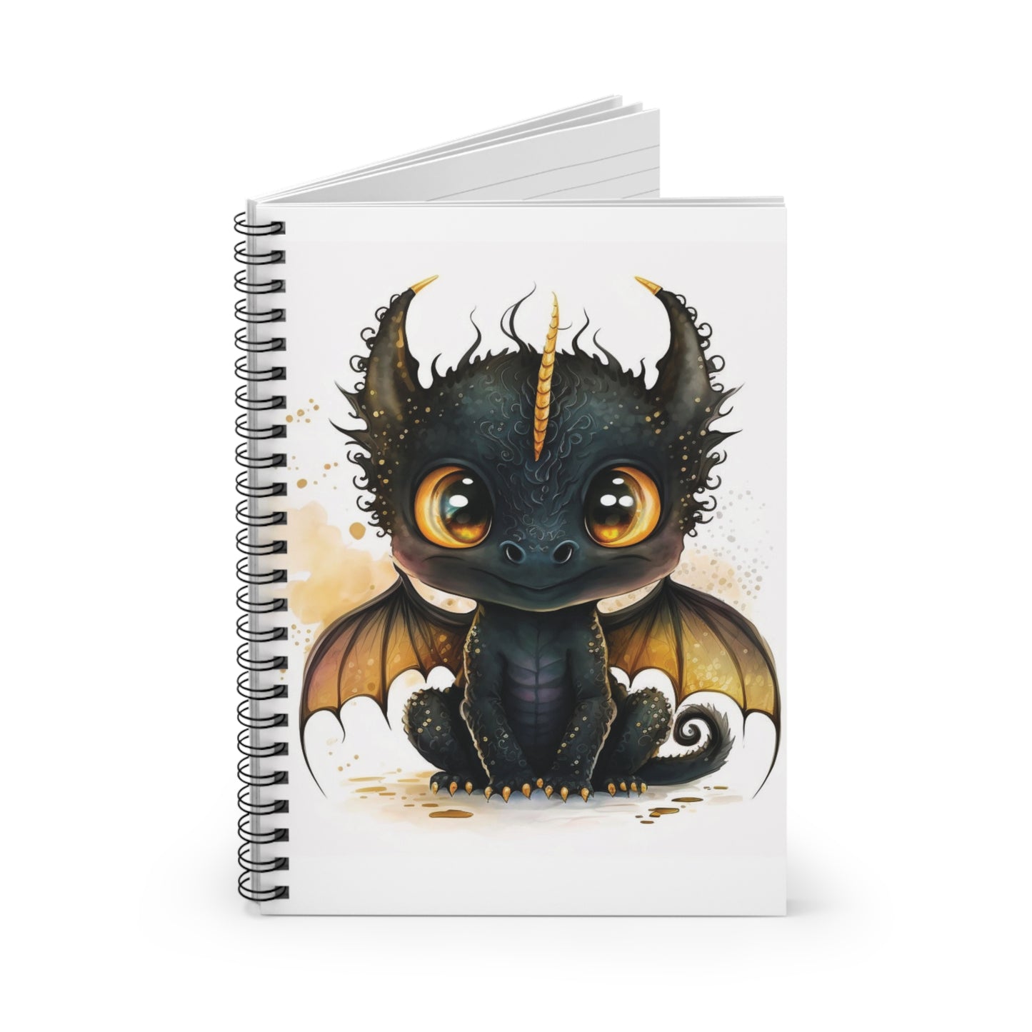Blackie Baby Dragon Spiral Notebook - Ruled Line - Perfect Gift - Dragon Lover