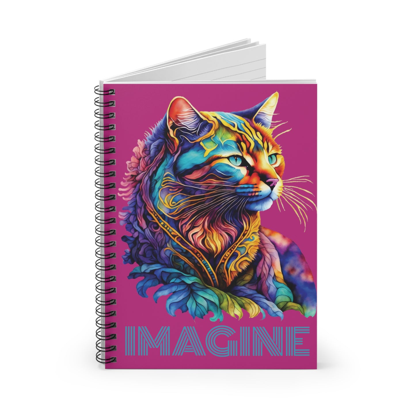 Cat IMAGINE pink Spiral Notebook - Ruled Line - Perfect Gift