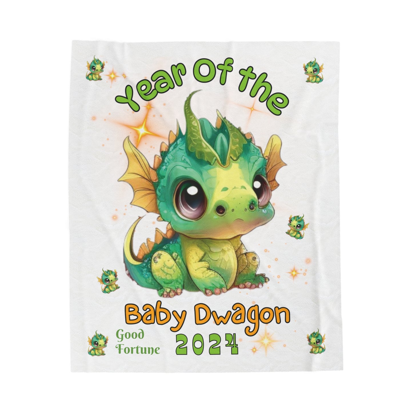 Year Of The Baby Dwagon 2024 Good Fortune Velveteen Plush Blanket