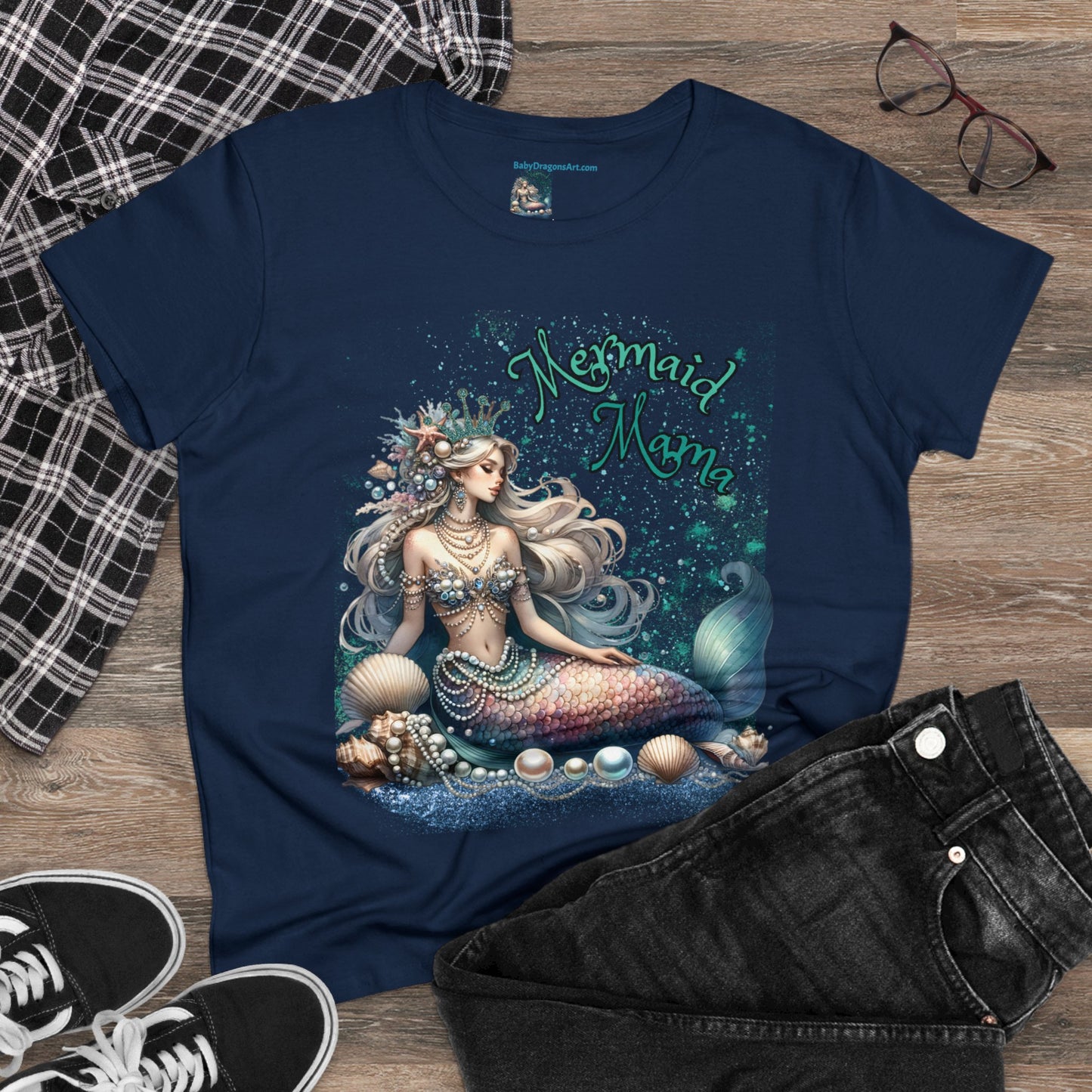 Lux Mermaid Mom Women's Midweight Cotton Tee - Best Mom Gift
